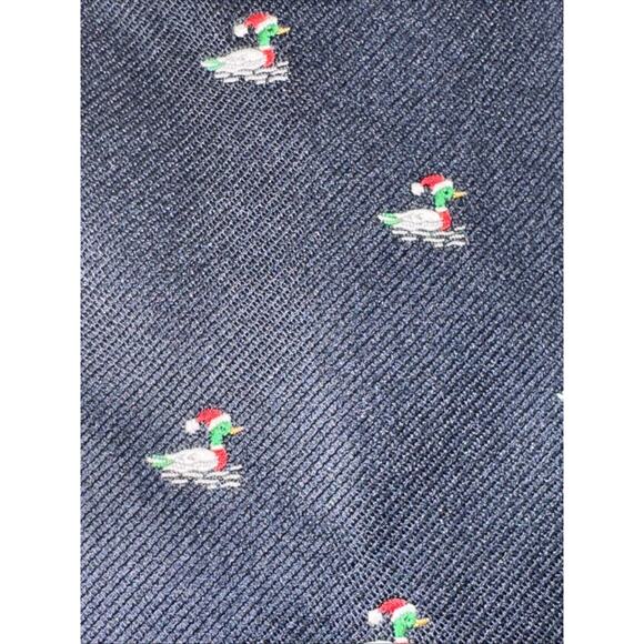 Vintage Johnny Appleseed’s Silk REPP Necktie with Duck in Santa Hats Made in USA - Picture 3 of 6